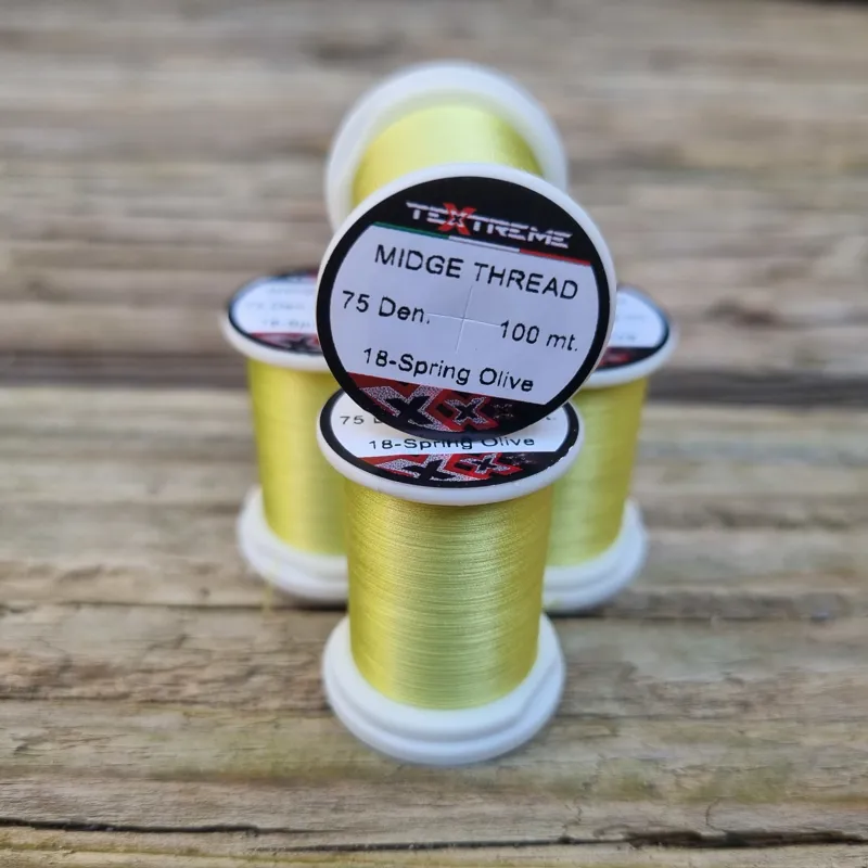 TEXTREME Midge Tying Thread 75dn in 18-Spring Olive-2